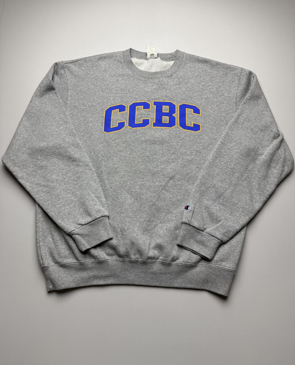 Champion Sweatshirt Mens Large Gray Fleece Crewneck CCBC College Graphic